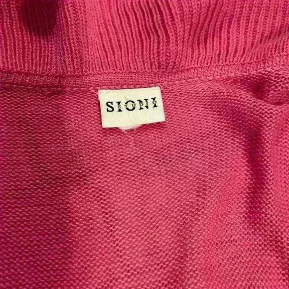 Women’s Sioni Studio Pink Ruffle Crochet Short Sleeve Long Cardigan Size Large - Picture 2 of 5